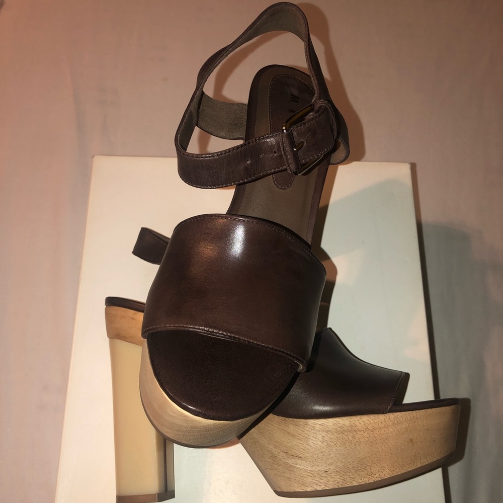 Milly Samba Leather Platform Sandal- Brown/41